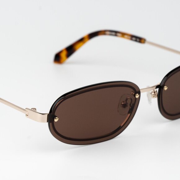 Off-White MIAMI Women Sunglasses Gold Brown Oval OERI13M MIAMI 7664 NEW AUTHENTI - Picture 6 of 16